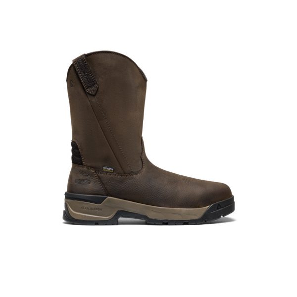 Men's Flatland Pull-On Waterproof Work Boot (Carbon Toe)  |  Dark Brown/Black