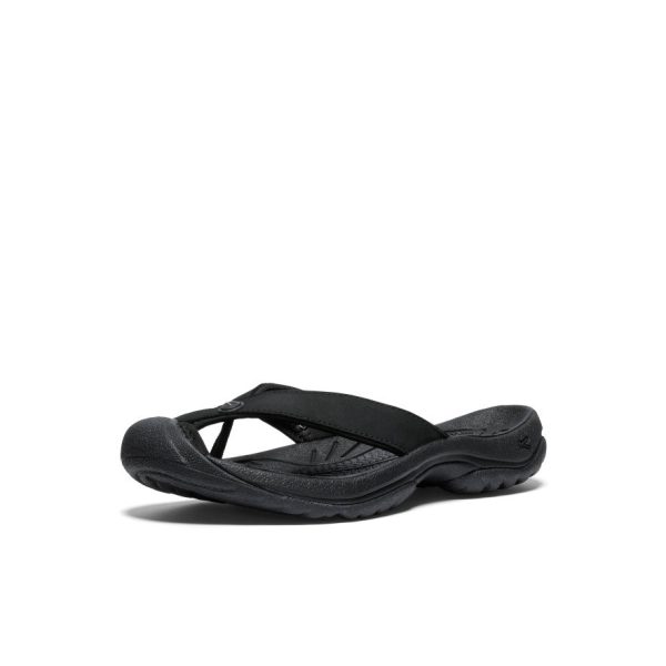 Women's Waimea Leather Flip-Flop  |  Black/Black